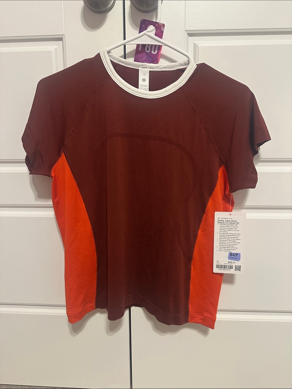 NWT Swiftly Tech Short-Sleeve Shirt 2.0 Waist Length Colourblock - Picture 7 of 9